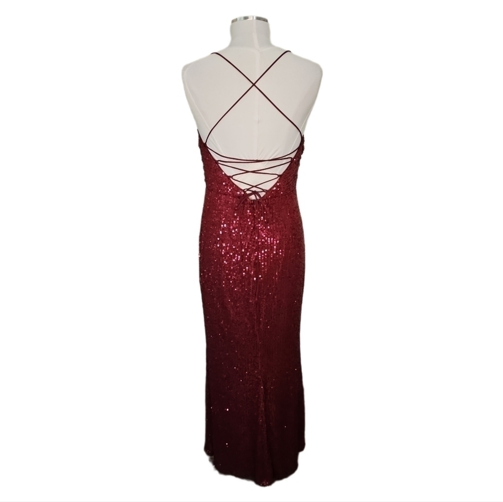 Sequin Burgundy strappy party dress women's XL - Picture 10 of 11